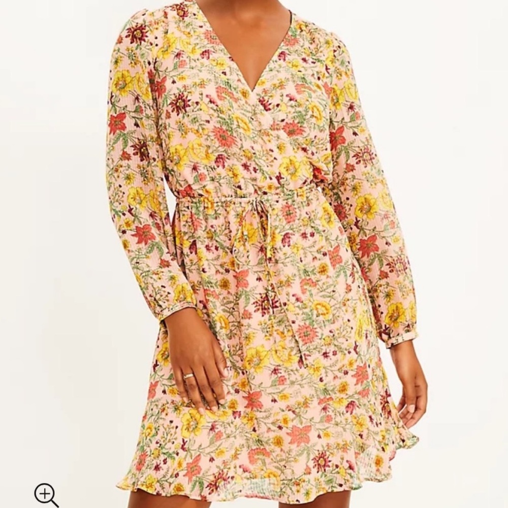 LOFT Multicolor Floral Long Sleeve Dress